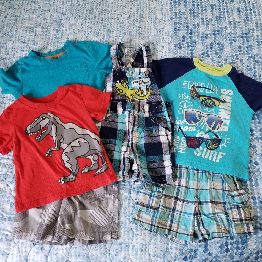 Bundle of t-shirts, shorts, & overalls - 18 months